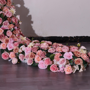 Arreglo de flores artificiales marrón <span class=keywords><strong>rosa</strong></span> para decoración de centro comercial, mesa de boda, flor, tira larga, tren de flores - Product Image 3