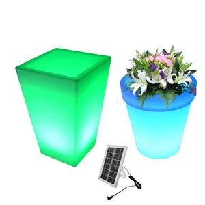 Vaso de plantas led/móveis led à prova d' água, vaso de flores, de plástico, para decoração com 16 cores de mudança