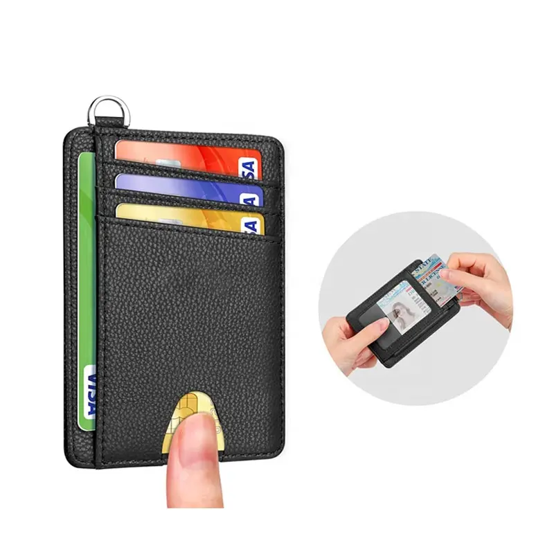 wholesale custom card holder wallet credit men silicon ATM PVC PU leather business designer RFID metal id leather card holders