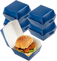 Burger français Poulet frit Récipient alimentaire Boîte Dessin animé bleu Impression de motifs Boîte à hamburger personnalisée