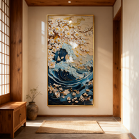 Peinture Personnalisée Ventes Flash Entrée Paysage Abstraite Bord de Mer Décoration Salon Art Mural 3D Tableau Porcelaine Cristal LED