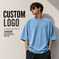 Camiseta Blanca de Algodón Grueso de 240 Gramos para Hombre, Estilo Streetwear, de Alta Calidad con Logo Personalizado, Hombros Caídos y Corte Oversized