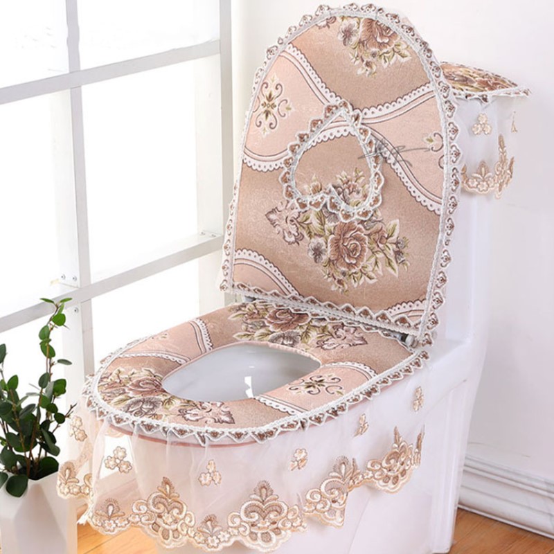 3 шт./компл. Европейская кружевная Подушка на сиденье для унитаза, домашнее сиденье на молнии для унитаза, зимнее U-образное сиденье для унитаза