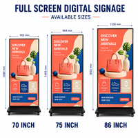 Écran tactile LCD Android 75 86 pouces, kiosque sur pied, Wi-Fi, fournisseur d'usine, affichage publicitaire intérieur