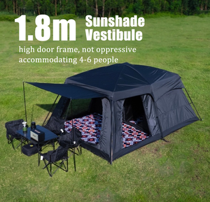 Tente de <span class=keywords><strong>camping</strong></span> imperméable d'extérieur en Oxford et fibre de verre, deux chambres, un salon, pour plusieurs <span class=keywords><strong>personnes</strong></span>, vie en plein air, <span class=keywords><strong>camping</strong></span> - Product Image 4