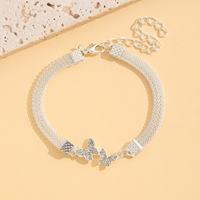 Bracelets superposés en alliage d'argent pour femmes, lot de 4, avec breloques infini, papillon, cœur et cristal, chaînes multi-brins, cadeau de fête