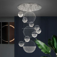 Lámpara de Araña Moderna de Cristal de Lujo, Colgante Grande, Ahorro de Energía, LED, Control Remoto, Estilo Contemporáneo para el Hogar
