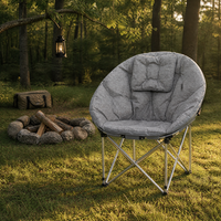 Chaise de camping pliante, chaise lune portable d'extérieur, cadre en acier rembourré, polyester 400D, capacité de charge de 120 kg, avec sac de transport pour le camping