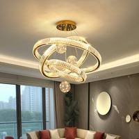 Lustre suspendu en cristal K9 de luxe moderne pour hall d'hôtel, villa, salon, loft, escalier, anneau rond
