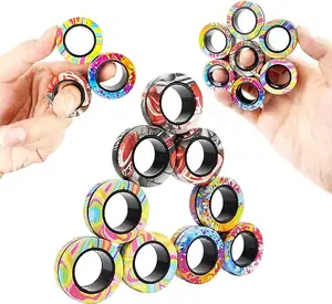 Magnetic Ring Fidget Spinner Toys Set Newest camo Fingers Magnet Rings ADHD Stress Relief Magical Toys for Training Relieves