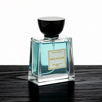 Hochwertige Premium Transparente 50ml 100ml Quadratische Leere Parfümflasche Einzigartiger Unregelmäßiger Schwarzer Brauner Deckel Nachfüllbare Glasflasche
