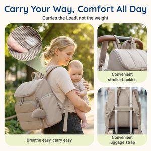 Sac à dos à couches imperméable avec matelas à langer, sangles de poussette, poches isothermes pour tout-petits, étui à sucettes, en polyester, 17,9 L - Product Image 4
