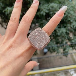5A pavè in rame con diamanti in zirconi cubici placcato oro 18k da uomo completamente zircone anelli campione - Product Image 4