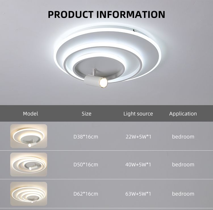 Modern Iron Acrylic Round White Benroom Home Living Room Hotel Led Ceiling Lamp