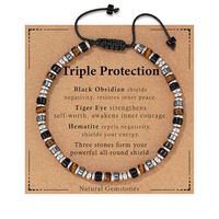 Bracelet en cristal de guérison plaqué argent et or avec perles pour hommes et femmes, triple protection, hématite, obsidienne noire, œil de tigre, cadeau naturel