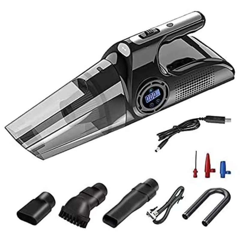 Hot Sale wired charging portable digital display inflatable 4 in 1 car vacuum cleaner for dry and wet dual-using