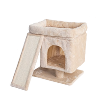 Condo pour chat avec rampe, maisonnette fermée, grand lit en peluche, griffoirs en sisal, arbre à chat pour l'escalade et les activités