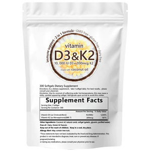 OEM Vitamina D3 e K2 Óleo de coco Softgels 10,000 IU D3 + 200 Mcg K2 - Product Image 2