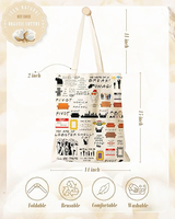 Bolsa de algodón personalizable de gran tamaño, Impresión de programa de TV, cierre abierto, decoraciones múltiples, cadenas bordadas de perlas, plumas