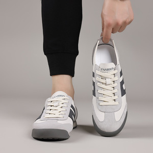 Chaussures décontractées rétro pour hommes, bout rond, cuir de vache, semelle en caoutchouc souple, style marche, baskets tendance - Product Image 4