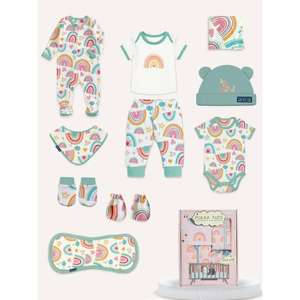 Polka Tots Pack de 10 Rainbow Print Jumbo Newborn Gift Cesto Set - Multicolor - Product Image 1