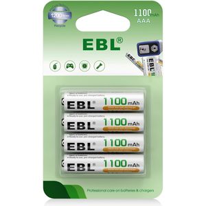 แบตเตอรี่ EBL AAA แบบชาร์จได้ ความจุสูง 1100mAh NiMH จำนวน 4 ก้อน ชาร์จเต็มแล้ว พร้อมแพ็คเกจขายปลีก 2000mAh - Product Image 4