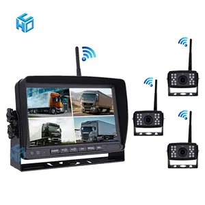 4CH 5.000 kamera definisi tinggi, Monitor DVR truk nirkabel HD 7 inci penglihatan malam cadangan terbalik untuk truk/Trailer/Bus/RV