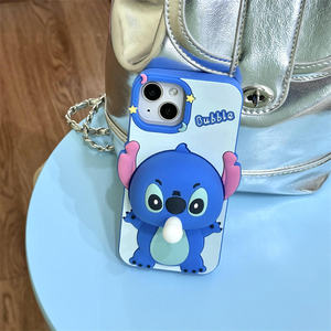 <span class=keywords><strong>Coque</strong></span> de téléphone portable en silicone souple pour <span class=keywords><strong>iPhone</strong></span> 15 Pro Max 14 13 12 11 avec motif de dessin animé <span class=keywords><strong>Stitch</strong></span> et bulles - Product Image 2