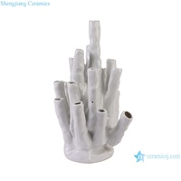 Vase en céramique RZOY38 blanc de forme irrégulière en porcelaine corail, décoration d'intérieur, statues