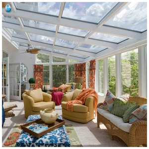 Moderna Terraza Acristalada Prefabricada Independiente con Perfil <span class=keywords><strong>de</strong></span> Aluminio, <span class=keywords><strong>Vidrio</strong></span> Templado Triangular, Puertas Plegables y Correderas, Garantía <span class=keywords><strong>de</strong></span> 5 Años - Product Image 6