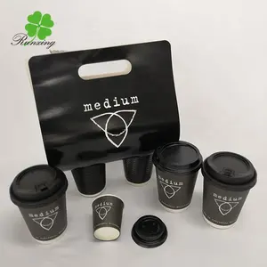 Suporte de copo descartável para café, carregador de papel personalizado para bebidas quente com logotipo personalizado