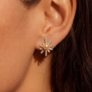 Pendientes de perlas de agua dulce: engaste de cinta de cobre plateado con circonita cúbica – Joyería elegante para mujer, a la moda - Product Image 3
