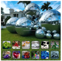 Ballon gonflable géant irisé métallique, décoratif, brillant, argenté et coloré, type globe ou boule miroir