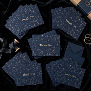 Cartes de remerciement de luxe bleu marine avec étoiles dorées, design constellation haut de gamme, personnalisables en gros avec logo, pour mariage, cadeaux d'entreprise, OEM ODM - Product Image 6