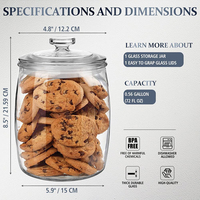 Bocaux en verre à biscuits à large ouverture de 1/2 gallons Bocaux d'apothicaire pour bocaux en verre à bonbons pour le rangement de la cuisine et l'organisation du linge