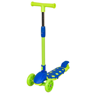 Children's <b>Three</b> Wheel Scooter Foldable Height Adjustable With Lights For 3 6 Years Old Kids Blue And Fluorescent Green - Product Image 1