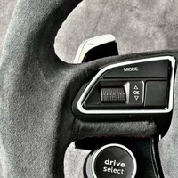 Volant de direction de voiture LED personnalisé pour Audi S6 S7 A4 A5 A6 A7 Q3 Q5 A3 S3 S8 R8 en fibre de carbone, accessoires de voiture en daim