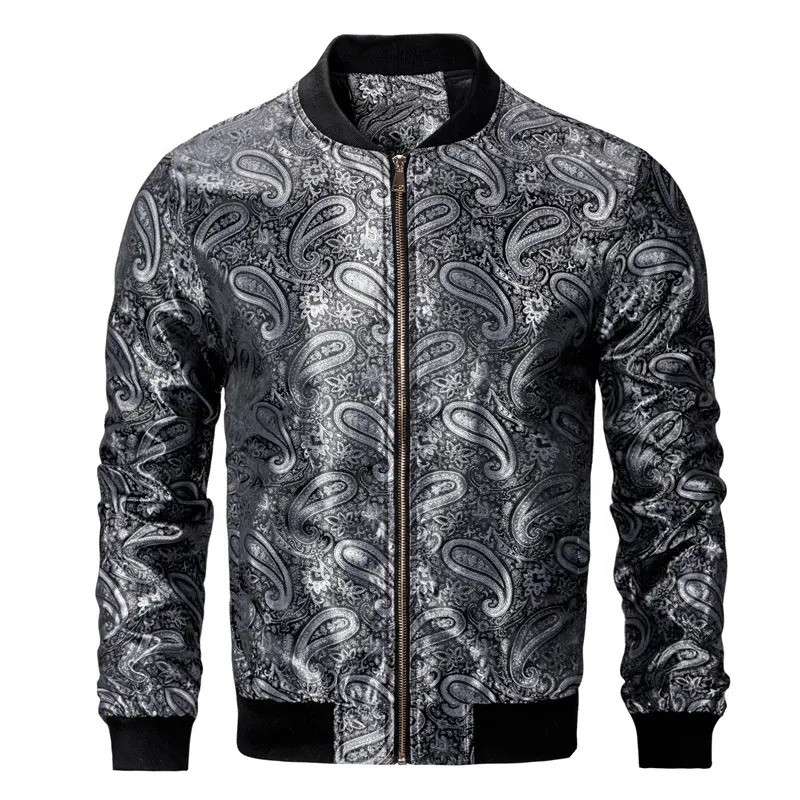 Custom Men Clothes Fall Winter Men's Jacket Autumn Windproof Windbreaker Long Sleeve Casual Coat Paisley Bomber Jacket For Sale