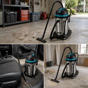 Aspirateur Cyclone LL-60L avec une puissance d'aspiration de 1400W pour garage, maison et usage industriel. Sac de nettoyage humide/sec sans sac. - Product Image 3
