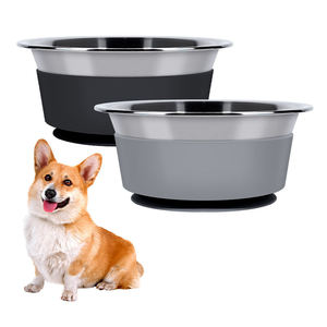 Heavy Duty metallo cibo e ciotola di acqua per l'alimentazione di cani e gatti rimovibile fondo antiscivolo in acciaio inox cane ciotole di Base in gomma - Product Image 1