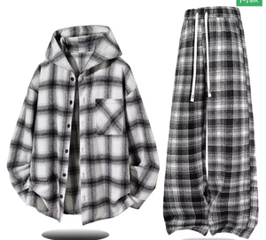 Completo da Uomo <span class=keywords><strong>NASA</strong></span> Plus Size Vintage con Cappuccio, Stampa Leopardata, in Nylon, <span class=keywords><strong>Maglia</strong></span> a Maniche Lunghe e Pantaloni Sportivi Casual, Set Due Pezzi per Autunno - Product Image 1