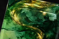 Tuiles de Mahjong Américaines en Acrylique Vert Démon Doré de la Série Designer, Gravées au Laser, Durables, Résistantes à l'Eau, Écologiques, Premium