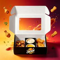 Boîte de restauration jetable en papier avec porte-gobelet à sauce, impression de logo personnalisé, boîte d'emballage pour sushis, biscuits, churros avec fenêtre