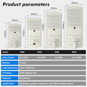 Lámpara inteligente de energía <span class=keywords><strong>solar</strong></span> Impermeable 40 50 60 80 Watt Farola <span class=keywords><strong>solar</strong></span> LED moderna - Product Image 2
