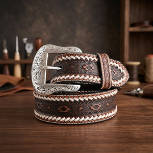 Hot Selling Men's Cow Hide Belts Steel Buckle Skull Solid Casual Eco-Friendly Waterproof Lightweight Custom Logo Printed 3.8CM - Product Image 1