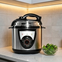 Cuisinière à pression électrique GB-PC506 6L 1000W, boîtier en acier inoxydable, cuve intérieure en fer-aluminium, usage commercial, commande mécanique