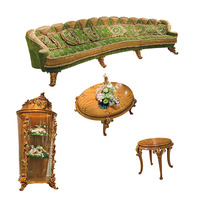 Ensemble de canapés de luxe sculptés à l'ancienne française, vert et or, canapé royal, meubles de salon classiques en bois massif turc