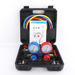 Dual <b>Gauge</b> Valve Assembly R134a R22 R410a Refrigerant Pressure <b>Gauge</b> Kit For Auto Repair JZ 001 - Product Image 1