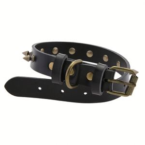 Collier pour chien en cuir clouté rétro, réglable, anti-morsure, pour petits et moyens chiens, chats, chiots, collier en cuir - Product Image 5