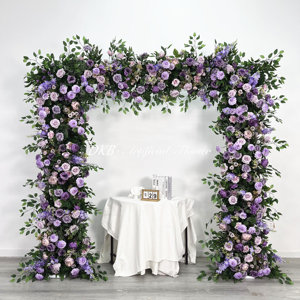 Usine en gros mariage arc fleurs toile de fond mariage violet fleur arc Arrangement rose fleur arc décoration - Product Image 3